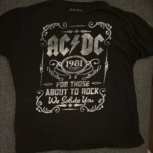 AC/DC 1981 Tour Black Short Sleeve Tee Shirt “For Those About to Rock”